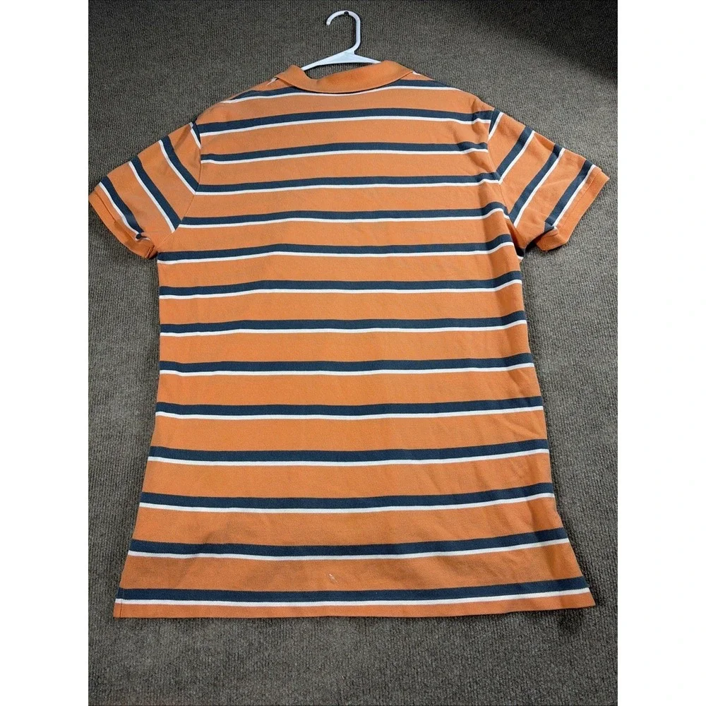 Vintage Polo Ralph Lauren Polo Shirt Mens M-L Orange Striped RL Flag Classic